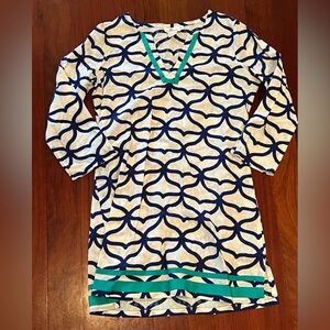 Vineyard Vines XS Blue and White Coverup/Dress with Teal Trim